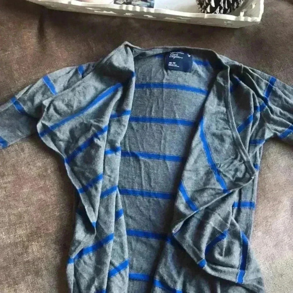 American Eagle Gray & Blue Striped Cardigan - Picture 1 of 3